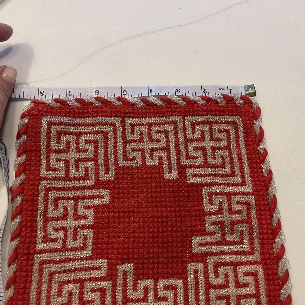 Table Mat Beaded Wool Good Luck Circa 1910 8.5